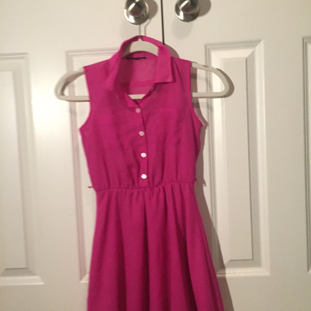 pink. button up short dress